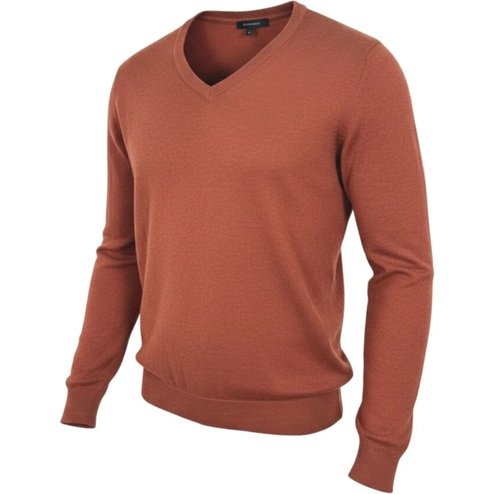 Banana Republic Men's XL Premium Luxe Yarn V-Neck Sweater Rust Silk Cashmere